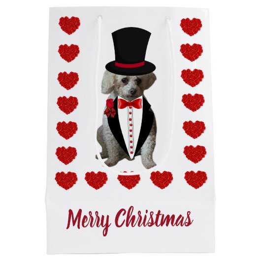 メリークリスマスプードル抱き枕 ミディアムペーパーバッグ (裏面)