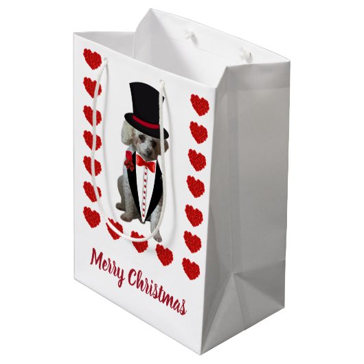 メリークリスマスプードル抱き枕 ミディアムペーパーバッグ (裏面アングル)