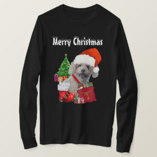 メリークリスマスプードル長袖ティー Tシャツ