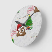 メリークリスマスプー絵文字 ラウンド壁時計 (傾斜)