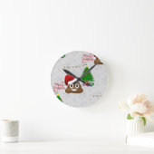 メリークリスマスプー絵文字 ラウンド壁時計 (ホーム)