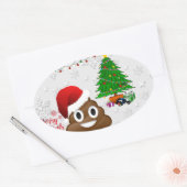 メリークリスマスプー絵文字 楕円形シール (封筒)