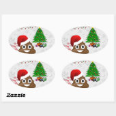 メリークリスマスプー絵文字 楕円形シール (シート)