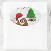 メリークリスマスプー絵文字 楕円形シール (バッグ)