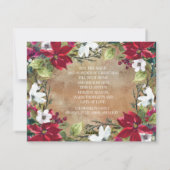 メリークリスマスプ素朴ライド赤ポインセチア写真 シーズンカード (裏面)