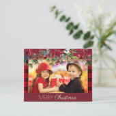 メリークリスマスプ素朴ライド赤ポインセチア写真 シーズンカード (スタンド正面)