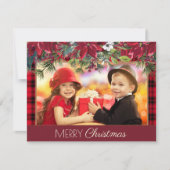 メリークリスマスプ素朴ライド赤ポインセチア写真 シーズンカード (正面)