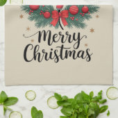 メリークリスマスヘアスタイリスト美容師クリスマスヘア キッチンタオル (折り畳み)