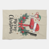 メリークリスマスヘアスタイリスト美容師クリスマスヘア キッチンタオル (横)
