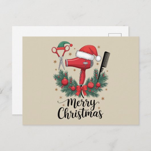 メリークリスマスヘアスタイリスト美容師クリスマスヘア シーズンポストカード (正面/裏面)