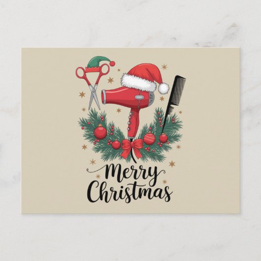 メリークリスマスヘアスタイリスト美容師クリスマスヘア シーズンポストカード (正面)