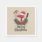 メリークリスマスヘアスタイリスト美容師クリスマスヘア スタンダードカクテルナプキン (正面)