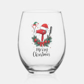 メリークリスマスヘアスタイリスト美容師クリスマスヘア ステムなしワイングラス (裏面)