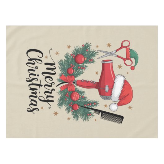 メリークリスマスヘアスタイリスト美容師クリスマスヘア テーブルクロス (正面(横))