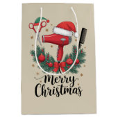 メリークリスマスヘアスタイリスト美容師クリスマスヘア ミディアムペーパーバッグ (正面)