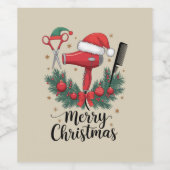 メリークリスマスヘアスタイリスト美容師クリスマスヘア ワインラベル (シングルラベル)