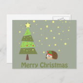 メリークリスマスヘッジホッグホリデーシーン シーズンポストカード (正面/裏面)