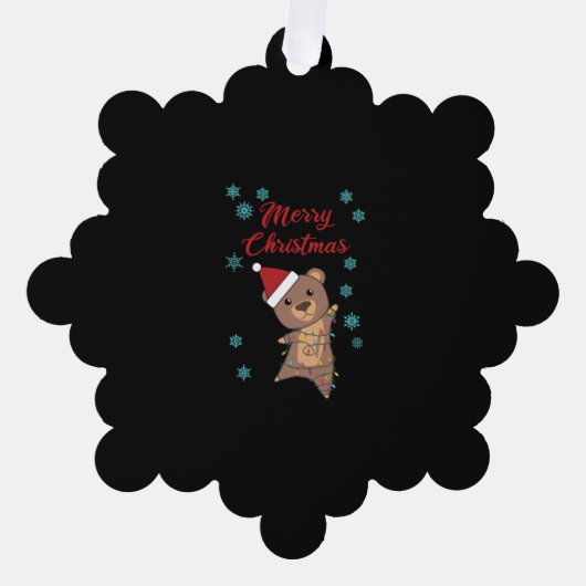 メリークリスマスベアースノーベアーテディ オーナメントカード (正面)