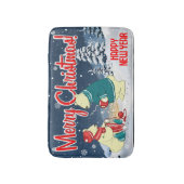 メリークリスマスベアーズ冬の雪のホリデーシーン バスマット (正面縦)