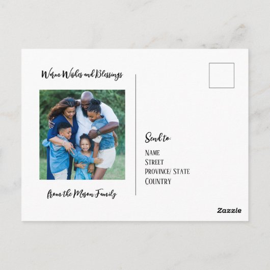 メリークリスマスベアーファミリー写真クリスマス ポストカード (裏面)