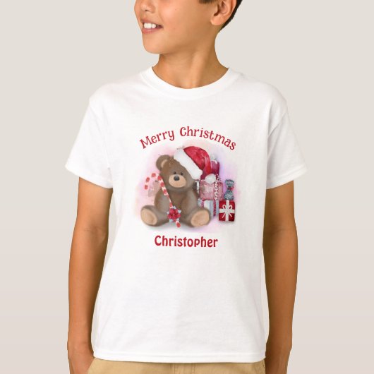 メリークリスマスベアー幼児キッズクリスマス Tシャツ (正面)