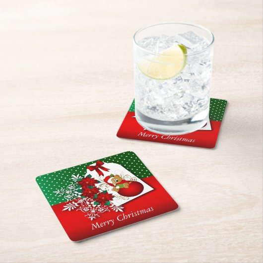 メリークリスマスベアー スクエアペーパーコースター (インサイチュ)