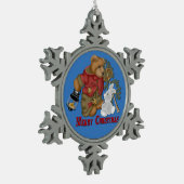 メリークリスマスベア&バニースノーフレークオーナメント スノーフレークピューターオーナメント (左)