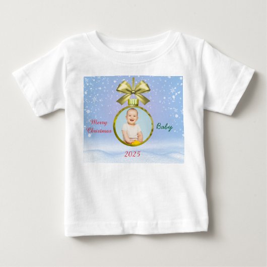 メリークリスマスベイビー 写真Tシャツ ベビーTシャツ (正面)