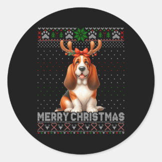 メリークリスマスベットハウンド愛犬家醜いクリスマスSwe ラウンドシール