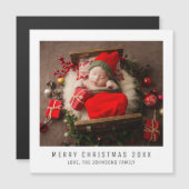 メリークリスマスベビーキッズフォトギフト記念アイディア マグネット招待状 (正面/裏面)