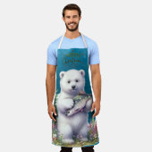 メリークリスマスベビークマの花 エプロン (着用した状態)