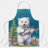 メリークリスマスベビークマの花 エプロン (正面)