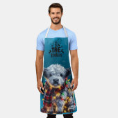 メリークリスマスベビーハイランドカウタングルライト エプロン (着用した状態)