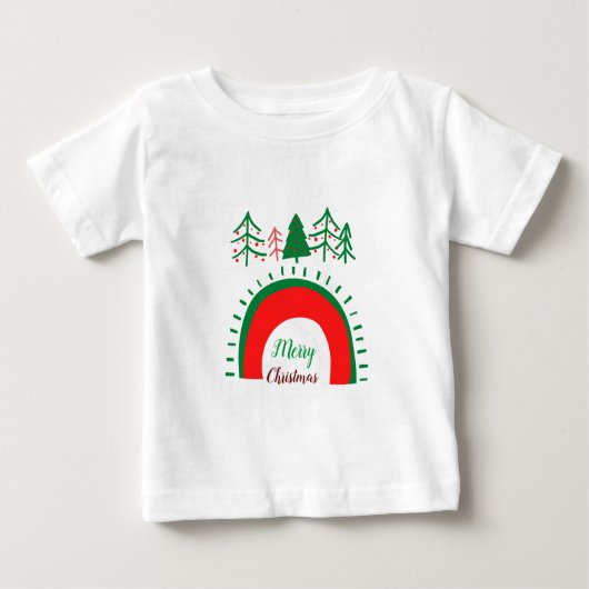 メリークリスマスベビーホワイトTシャツ ベビーTシャツ (正面)