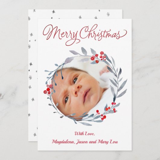 メリークリスマスベビー発表カード カード (正面/裏面)
