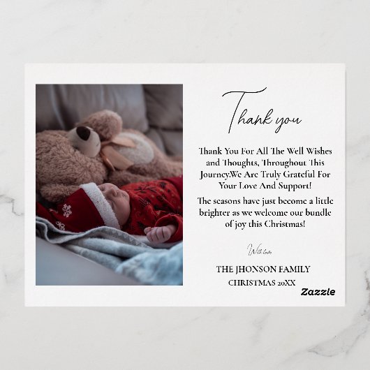 メリークリスマスベビー誕生のお知らせ 箔シーズンポストカード (裏面)