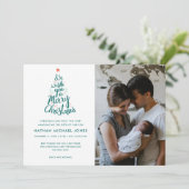 メリークリスマスベビー誕生フォトホリデーカード シーズンカード (スタンド正面)