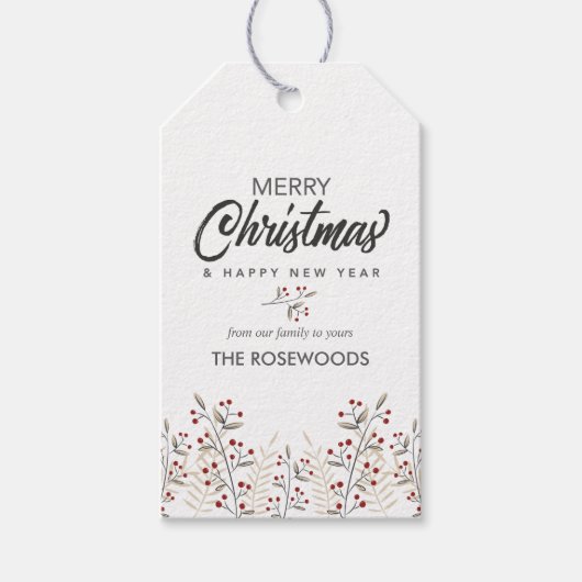メリークリスマスベリーパーソナライズされた ギフトタグ (正面)