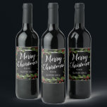 メリークリスマスベリーフローラ ワインラベル<br><div class="desc">メリークリスマスワインのボトルシール。ベリシンプルーデザイン銀フェイク箔フレームすべての文字は調整可能で、簡単は自分のパーティーニーズに合わせて変更できる。</div>