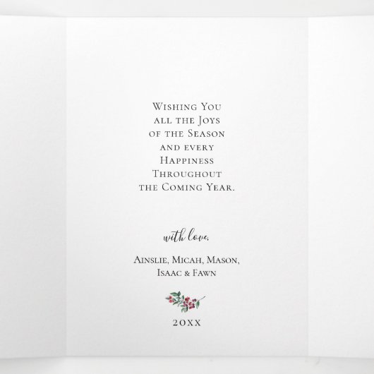 メリークリスマスベリーリースホリデーフォトカード 三つ折り招待状 (内部中)