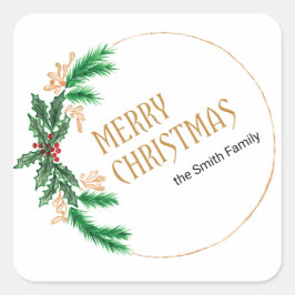 メリークリスマスベリーリース スクエアシール