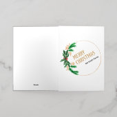 メリークリスマスベリーリース 箔グリーティングカード (外側レイダウン)