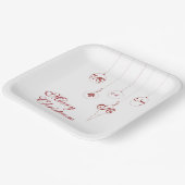 メリークリスマスベリーレッドモノグラムボーブル ペーパープレート (傾斜あり)