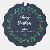 メリークリスマスベリー写真紙オーナメントカード オーナメントカード (裏面)