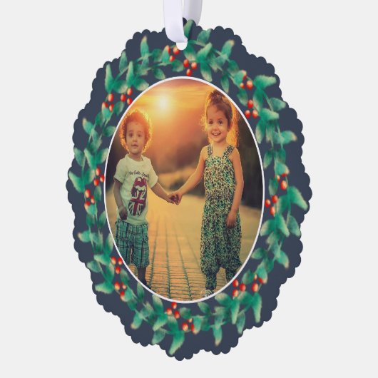 メリークリスマスベリー写真紙オーナメントカード オーナメントカード (左)