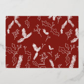 メリークリスマスベリー葉ズリースレッド 箔シーズンカード (裏面)