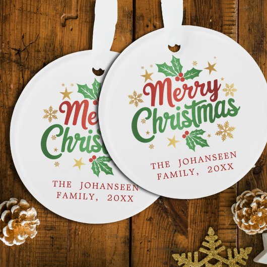 メリークリスマスベリー金ゴールドスターズスノーフレークスファミリー オーナメント