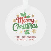 メリークリスマスベリー金ゴールドスターズスノーフレークスファミリー オーナメント (正面)