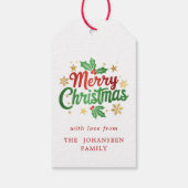 メリークリスマスベリー金ゴールドスターズスノーフレークスファミリー ギフトタグ (裏面)