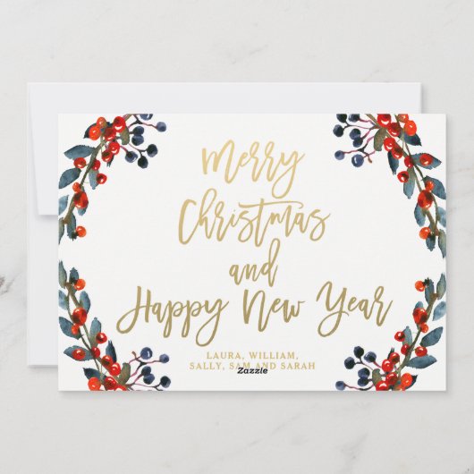 メリークリスマスベリー3フォトホリデーカード シーズンカード (裏面)